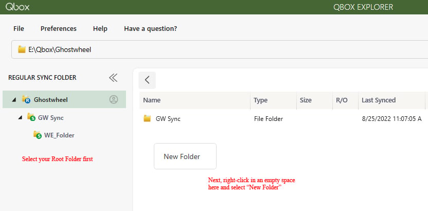 Creating a Qbox Sync Folder
