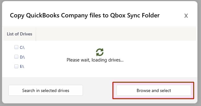 Copy QuickBooks Files into Qbox