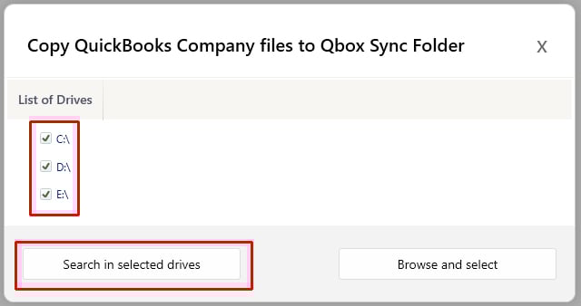 Copy QuickBooks Files into Qbox