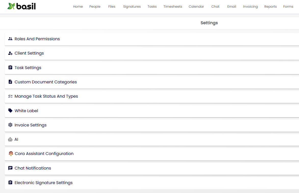 Basil: Global Settings